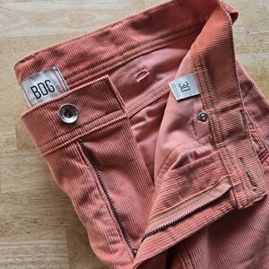 BDG corduroy utility pants in a coral 